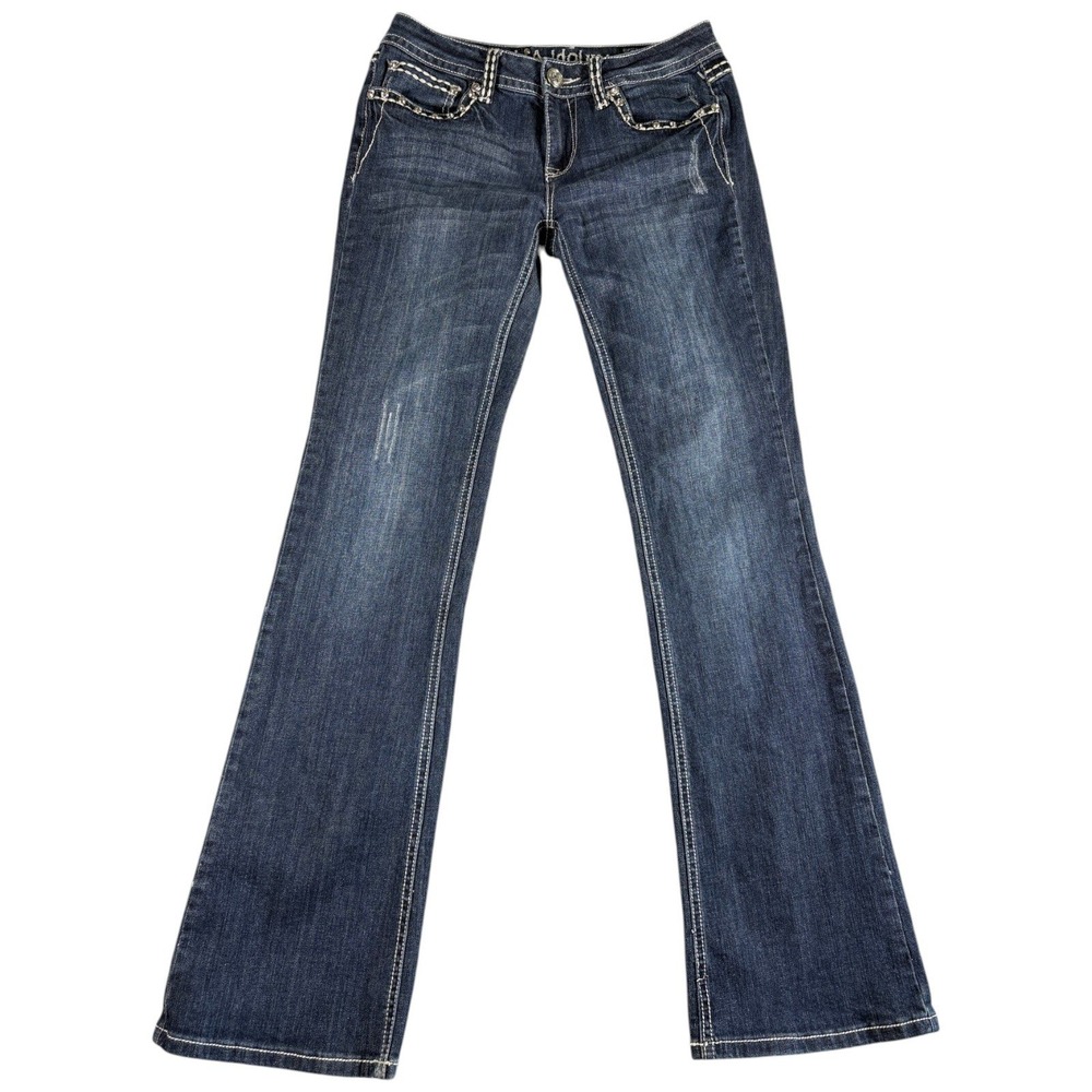 LA Idol USA Womens Bootcut Jeans Dark Wash Thick Stitch Western Y2K Blue Size 9